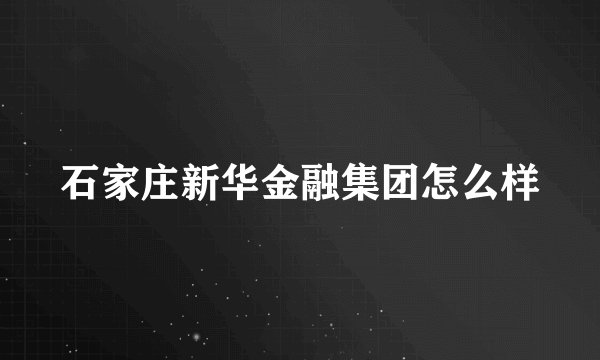 石家庄新华金融集团怎么样