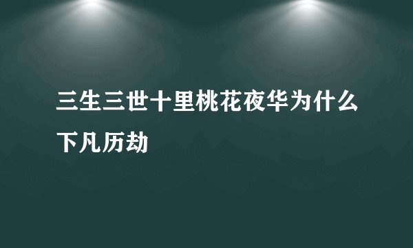 三生三世十里桃花夜华为什么下凡历劫