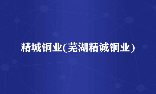 精城铜业(芜湖精诚铜业)