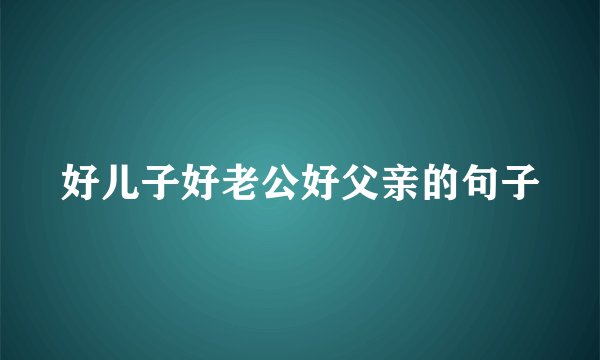 好儿子好老公好父亲的句子