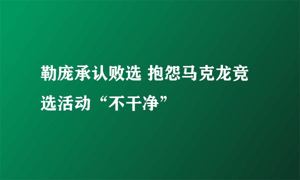 勒庞承认败选 抱怨马克龙竞选活动“不干净”