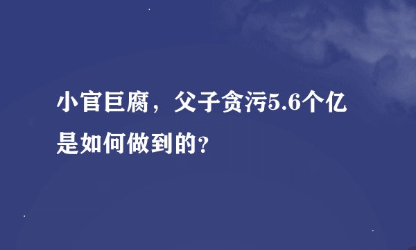 小官巨腐，父子贪污5.6个亿是如何做到的？