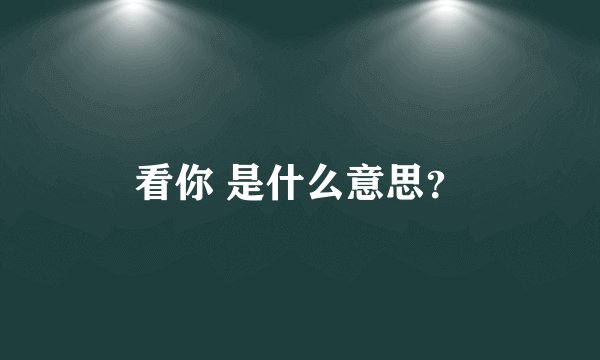 看你 是什么意思？
