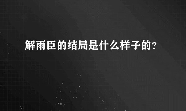 解雨臣的结局是什么样子的？