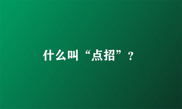 什么叫“点招”？