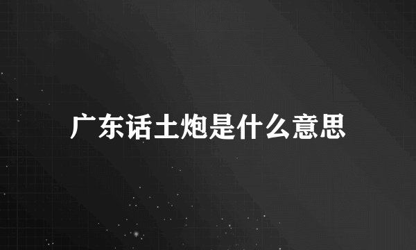广东话土炮是什么意思