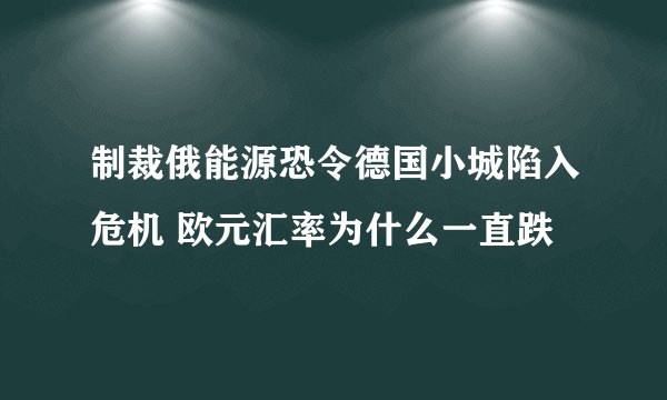 制裁俄能源恐令德国小城陷入危机 欧元汇率为什么一直跌