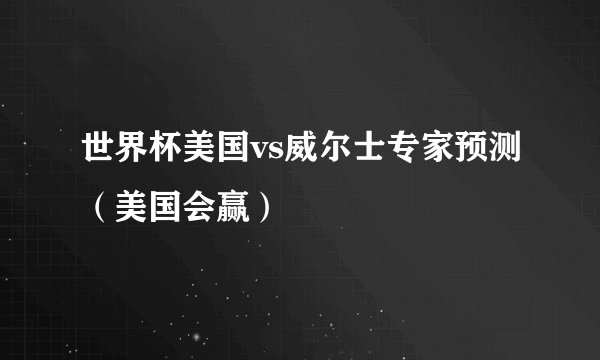 世界杯美国vs威尔士专家预测（美国会赢）