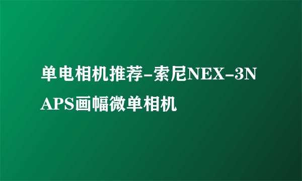 单电相机推荐-索尼NEX-3N APS画幅微单相机