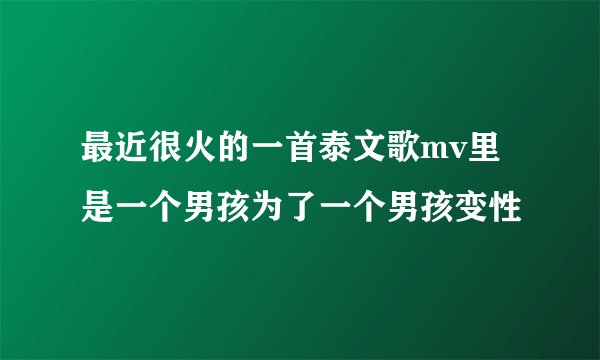 最近很火的一首泰文歌mv里是一个男孩为了一个男孩变性