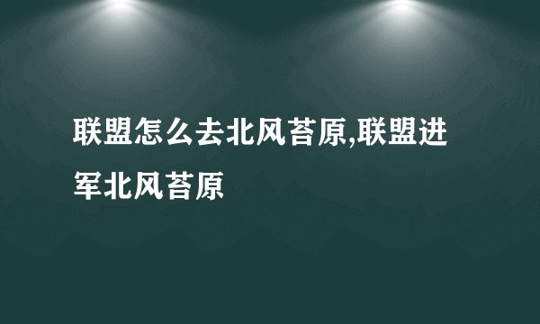 联盟怎么去北风苔原,联盟进军北风苔原