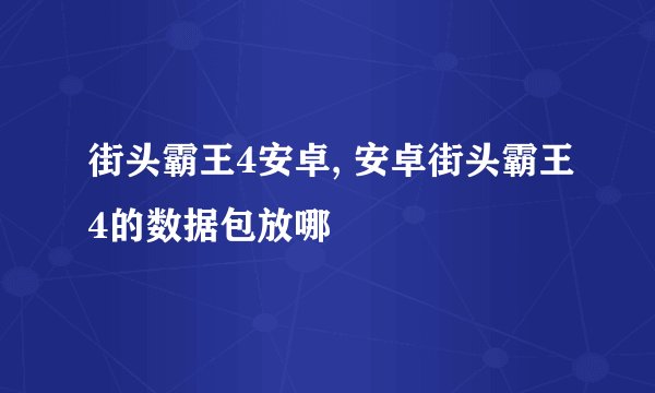 街头霸王4安卓, 安卓街头霸王4的数据包放哪