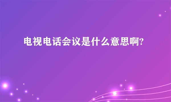 电视电话会议是什么意思啊?