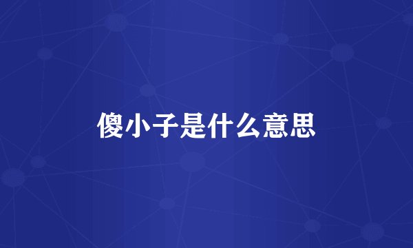 傻小子是什么意思