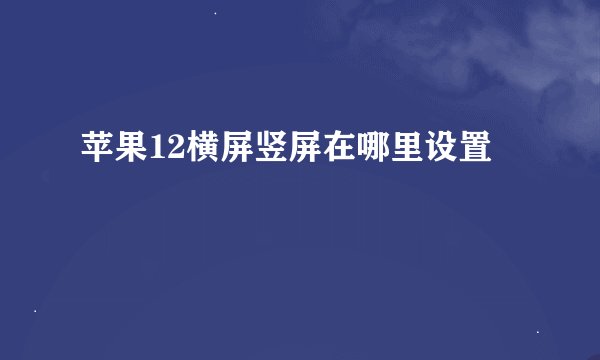 苹果12横屏竖屏在哪里设置