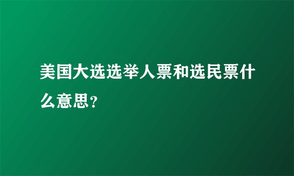 美国大选选举人票和选民票什么意思？