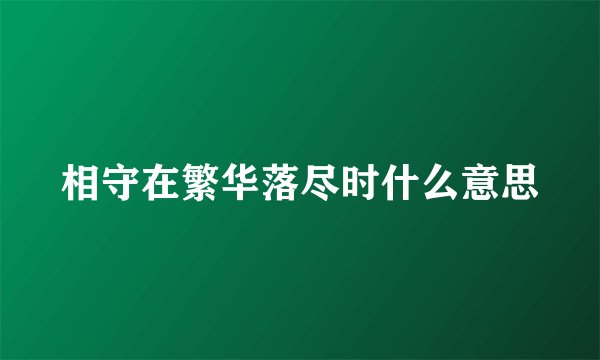 相守在繁华落尽时什么意思
