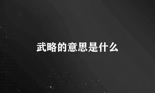 武略的意思是什么