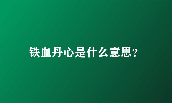 铁血丹心是什么意思？