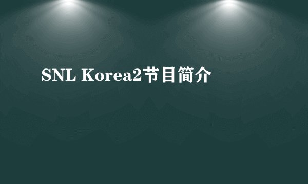 SNL Korea2节目简介