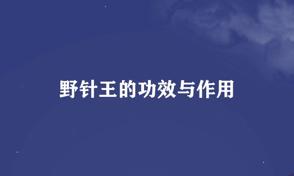 野针王的功效与作用
