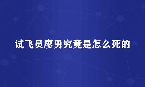 试飞员廖勇究竟是怎么死的