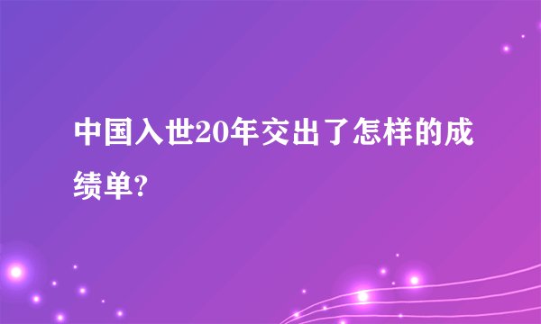 中国入世20年交出了怎样的成绩单?