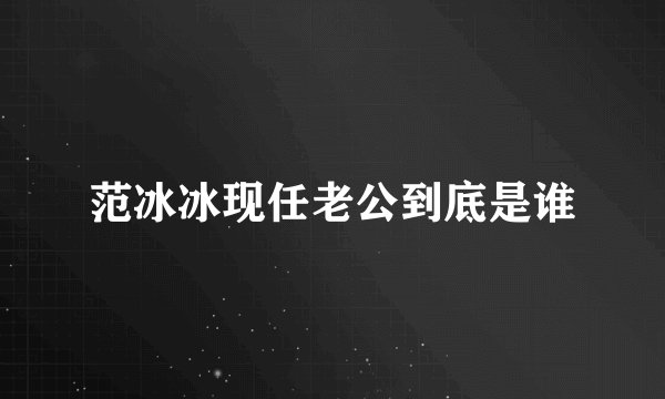范冰冰现任老公到底是谁