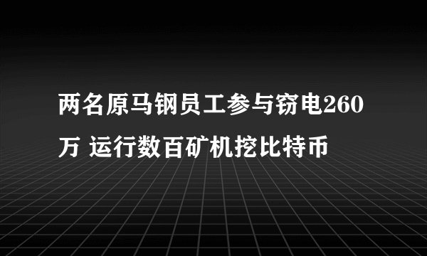 两名原马钢员工参与窃电260万 运行数百矿机挖比特币
