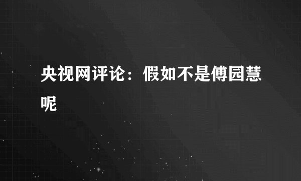 央视网评论：假如不是傅园慧呢