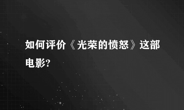 如何评价《光荣的愤怒》这部电影?