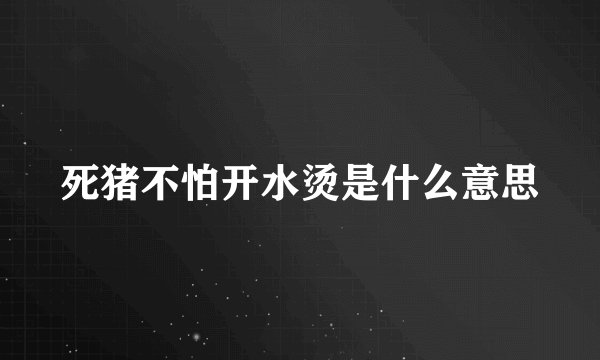死猪不怕开水烫是什么意思