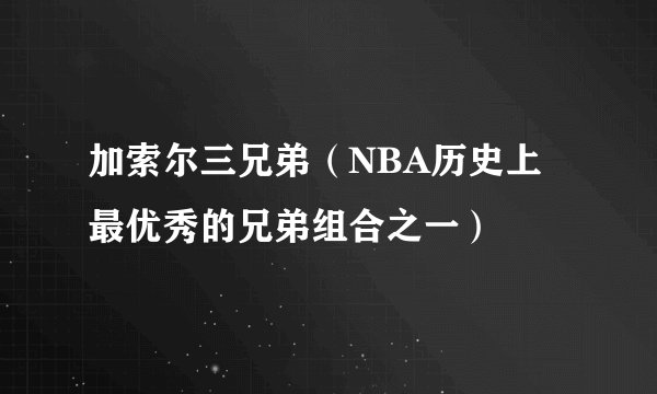 加索尔三兄弟（NBA历史上最优秀的兄弟组合之一）