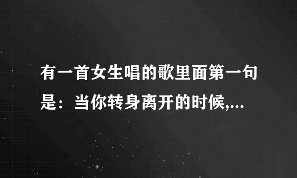 有一首女生唱的歌里面第一句是：当你转身离开的时候,我的泪在流。请问歌名是是什么？
