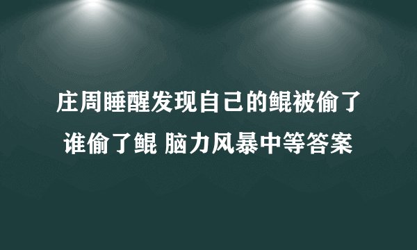 庄周睡醒发现自己的鲲被偷了 谁偷了鲲 脑力风暴中等答案