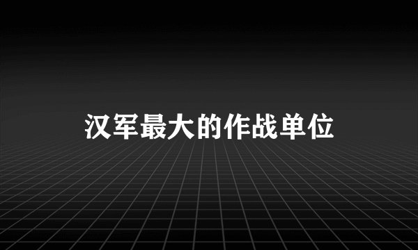 汉军最大的作战单位