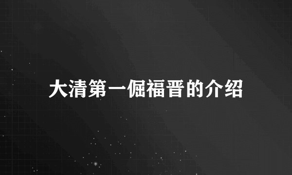 大清第一倔福晋的介绍