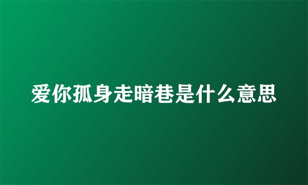 爱你孤身走暗巷是什么意思