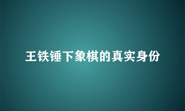 王铁锤下象棋的真实身份