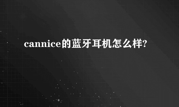 cannice的蓝牙耳机怎么样?