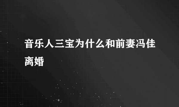 音乐人三宝为什么和前妻冯佳离婚