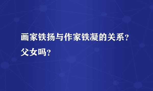 画家铁扬与作家铁凝的关系？父女吗？