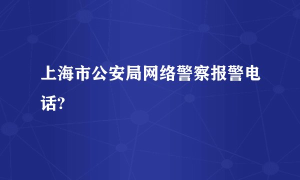 上海市公安局网络警察报警电话?