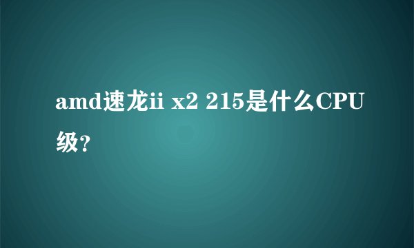 amd速龙ii x2 215是什么CPU级？