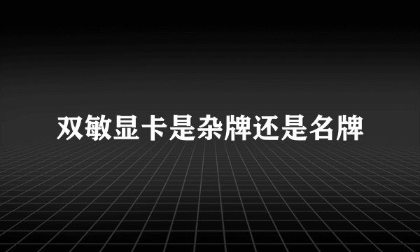 双敏显卡是杂牌还是名牌