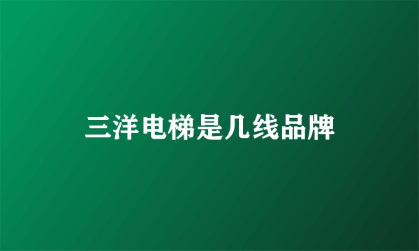 三洋电梯是几线品牌