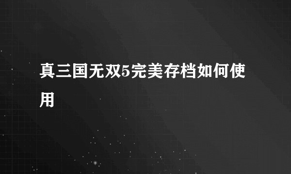 真三国无双5完美存档如何使用