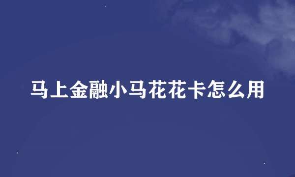 马上金融小马花花卡怎么用