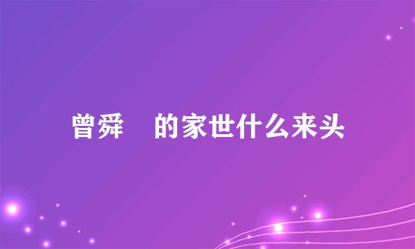 曾舜晞的家世什么来头