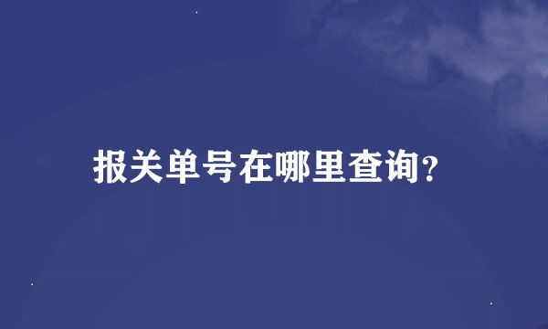 报关单号在哪里查询？